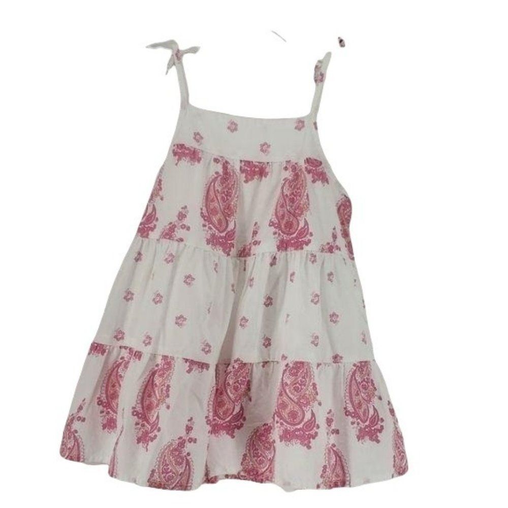 The Childrens Place Girls Pink Paisley Tiered Tie Shoulder Sun Dress 12-18M